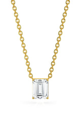 Emerald Cut Solitaire Pendant With Chain