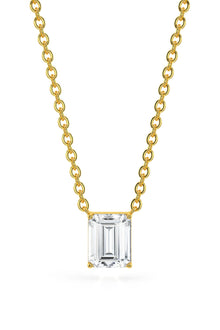  Emerald Cut Solitaire Pendant With Chain