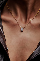 Emerald Cut Solitaire Pendant With Chain