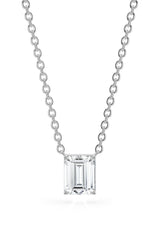 Emerald Cut Solitaire Pendant With Chain