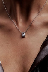 Emerald Cut Solitaire Pendant With Chain