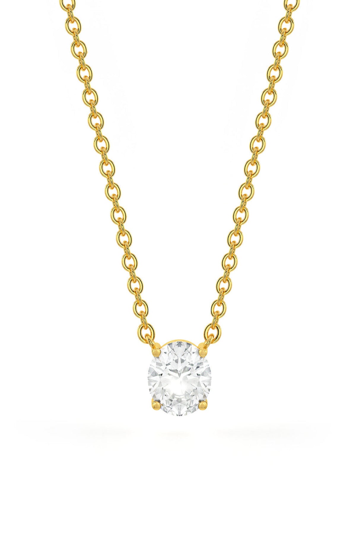 Oval Shaped Solitaire Pendant With chain
