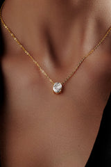 Oval Shaped Solitaire Pendant With chain