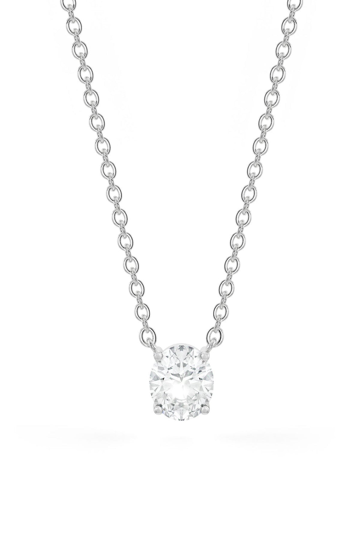 Oval Shaped Solitaire Pendant With chain