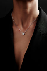 Oval Shaped Solitaire Pendant With chain