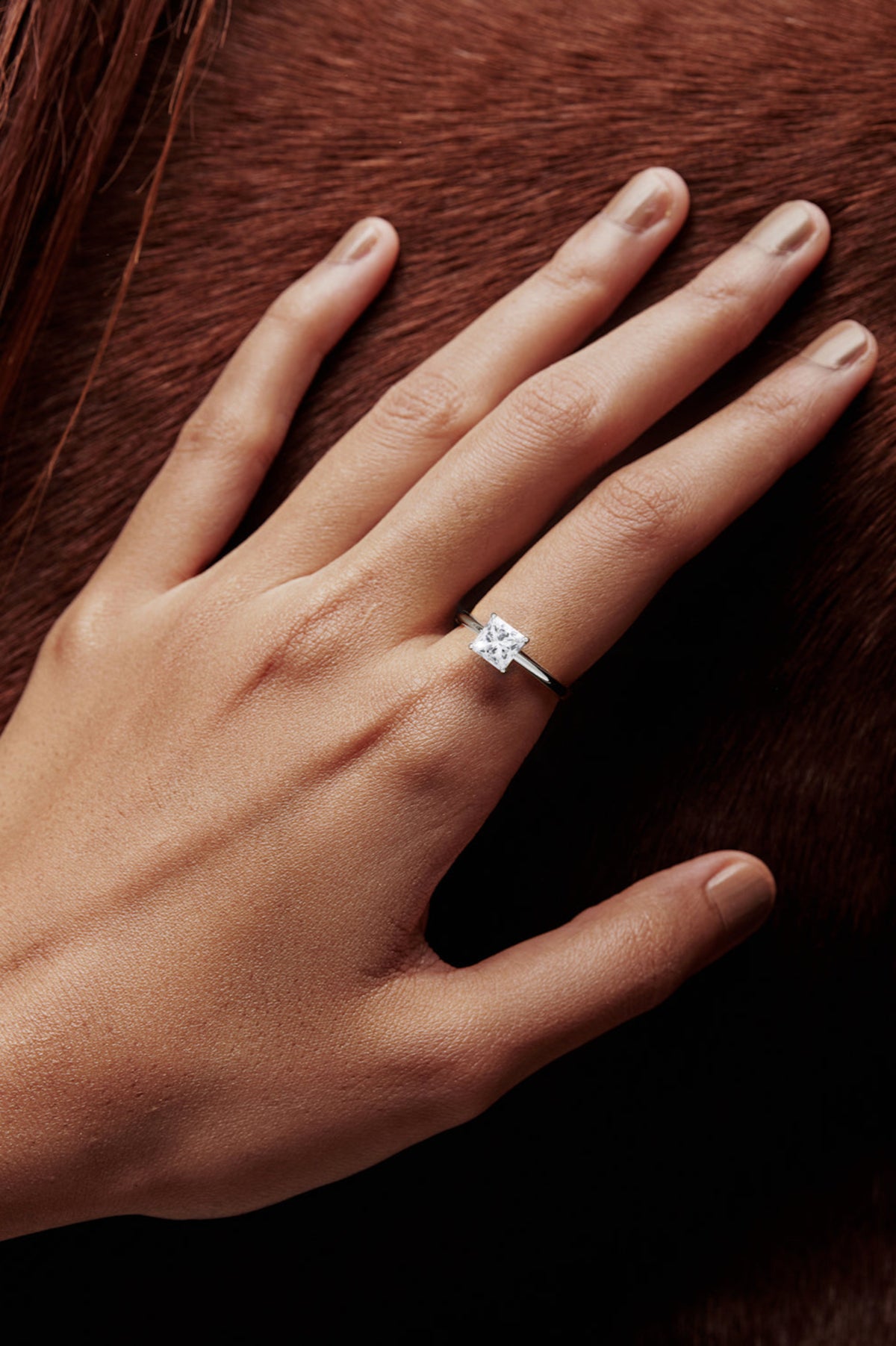 Square Shaped Solitaire Engagement Ring
