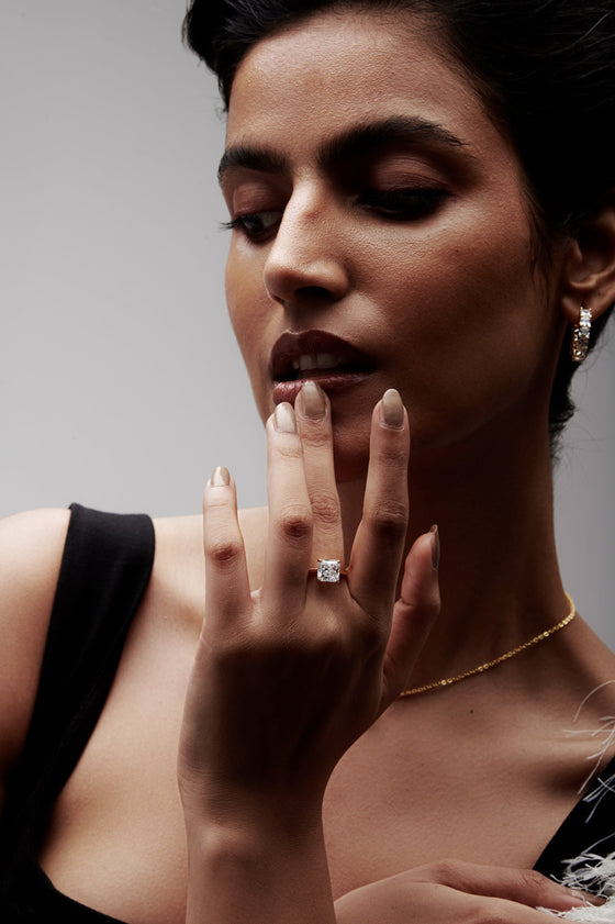 Square Shaped Solitaire Engagement Ring