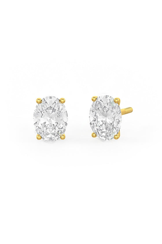 Oval Shaped Solitaire Stud Earrings