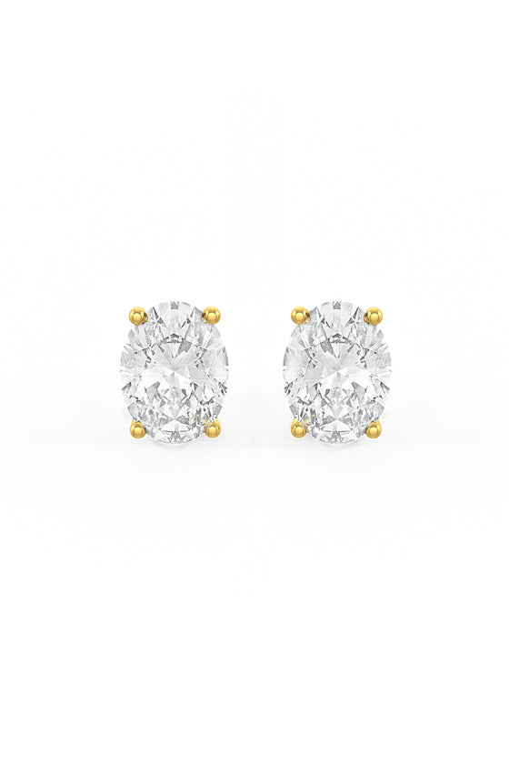 Oval Shaped Solitaire Stud Earrings