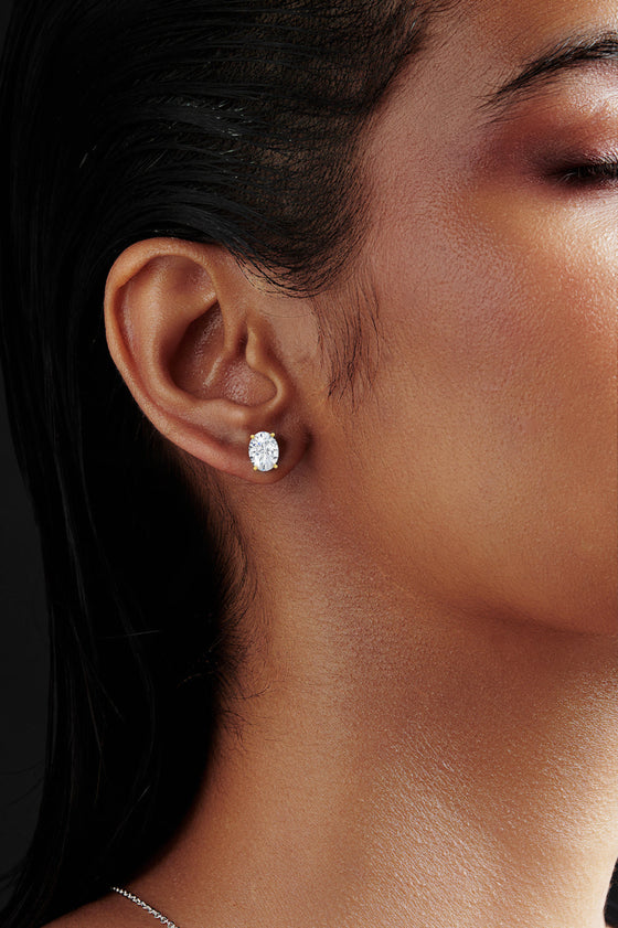 Oval Shaped Solitaire Stud Earrings