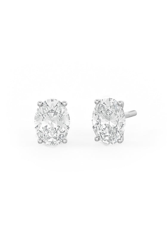Oval Shaped Solitaire Stud Earrings