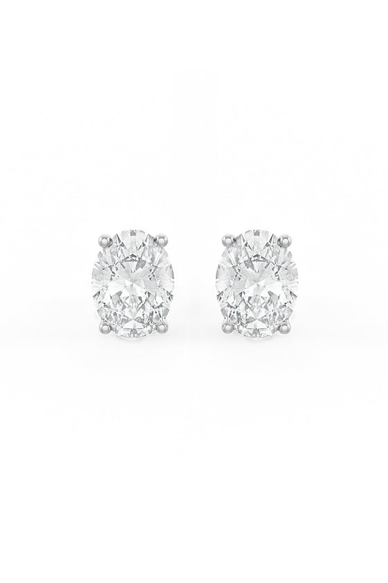 Oval Shaped Solitaire Stud Earrings