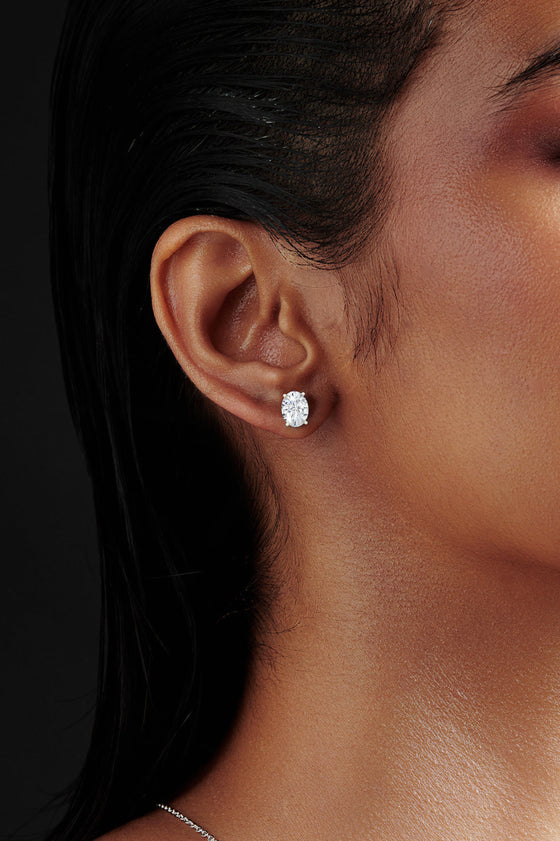 Oval Shaped Solitaire Stud Earrings