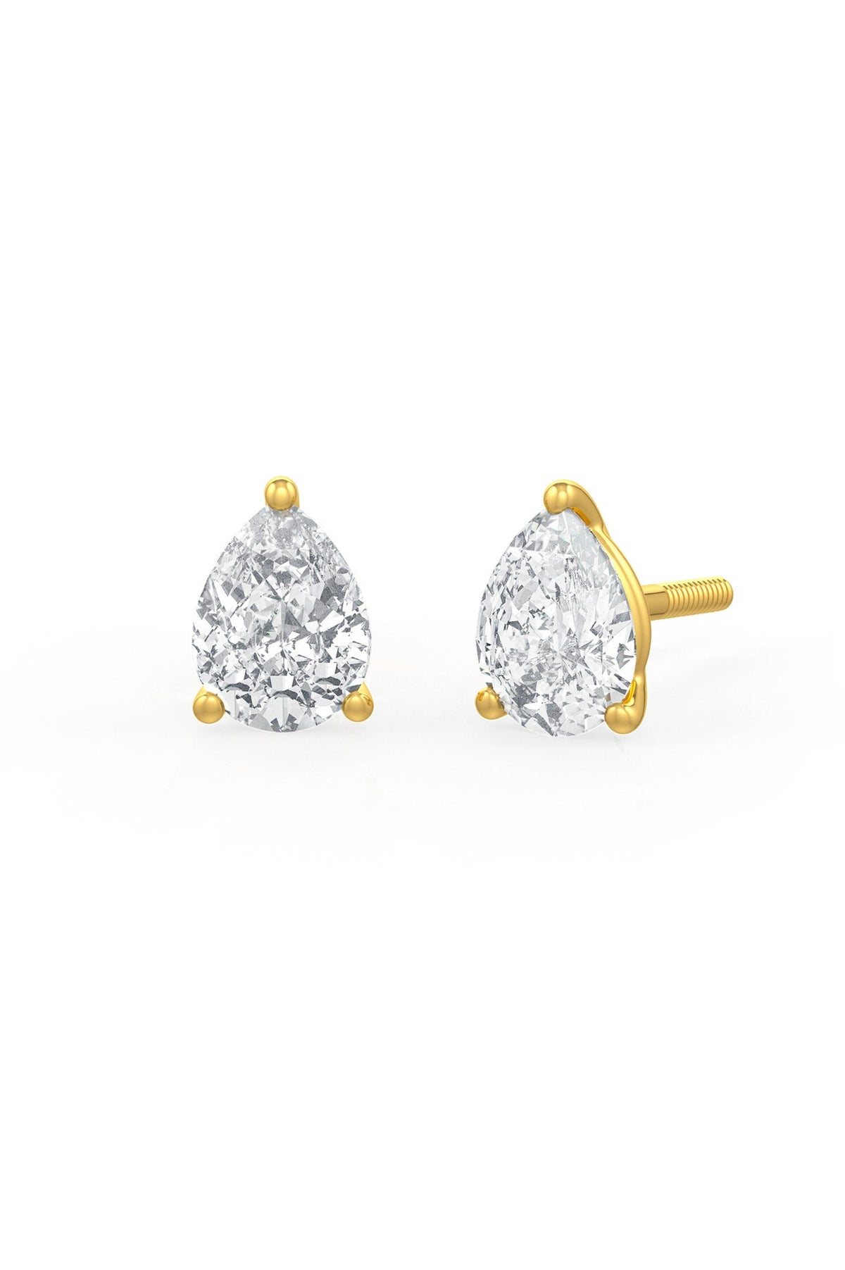 Pear Shaped Solitaire Stud Earrings