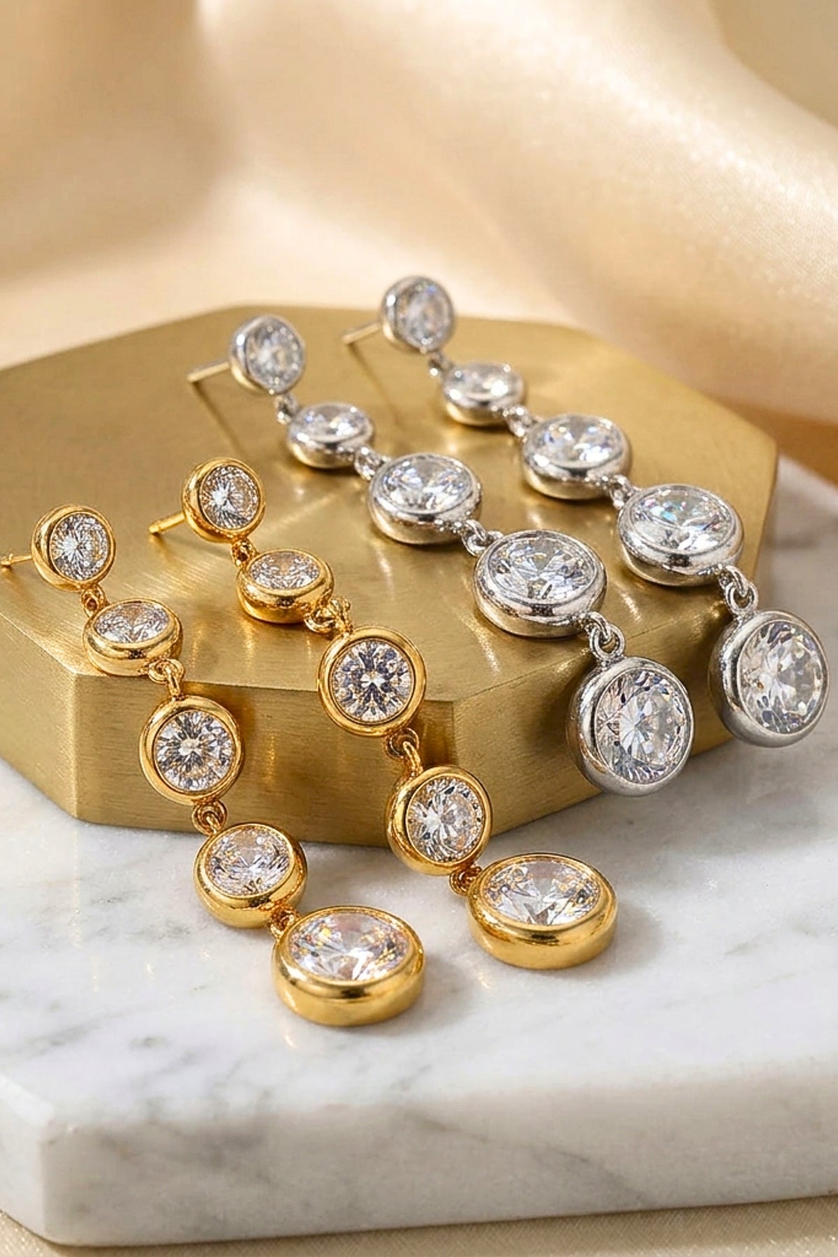 Geometric Gold Drop Earrings