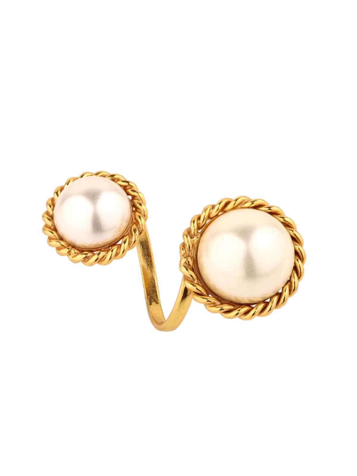 Double Pearl Solitaire Ring