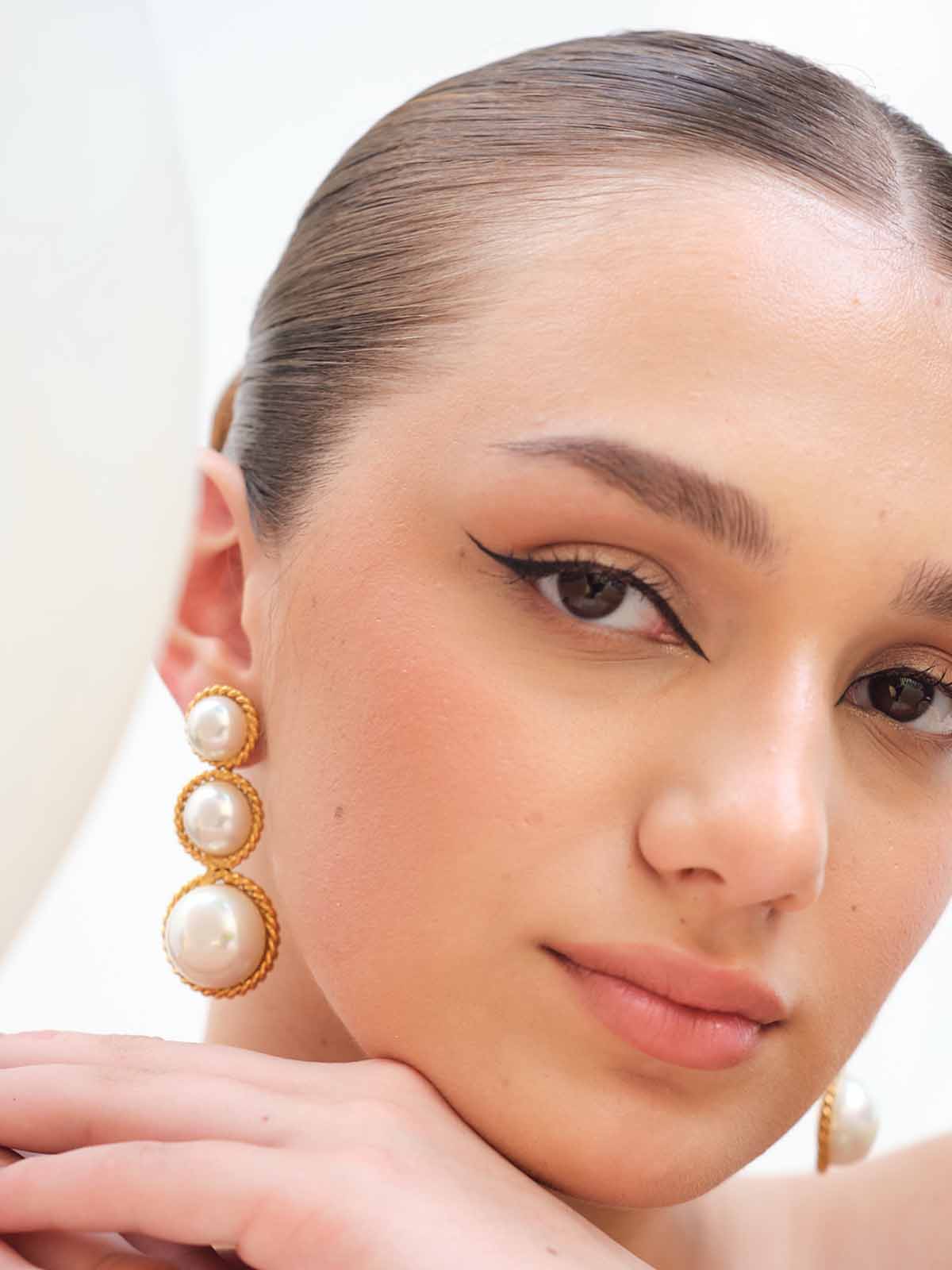 Triple Pearl Danglers