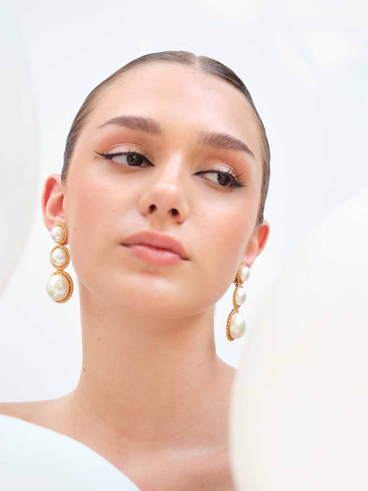Triple Pearl Danglers