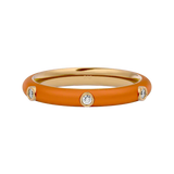 Solid Gold Orange Enamel Diamond Ring