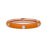 Solid Gold Orange Enamel Diamond Ring