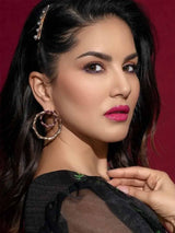 Sunny Leone In Crystal Double Hoops