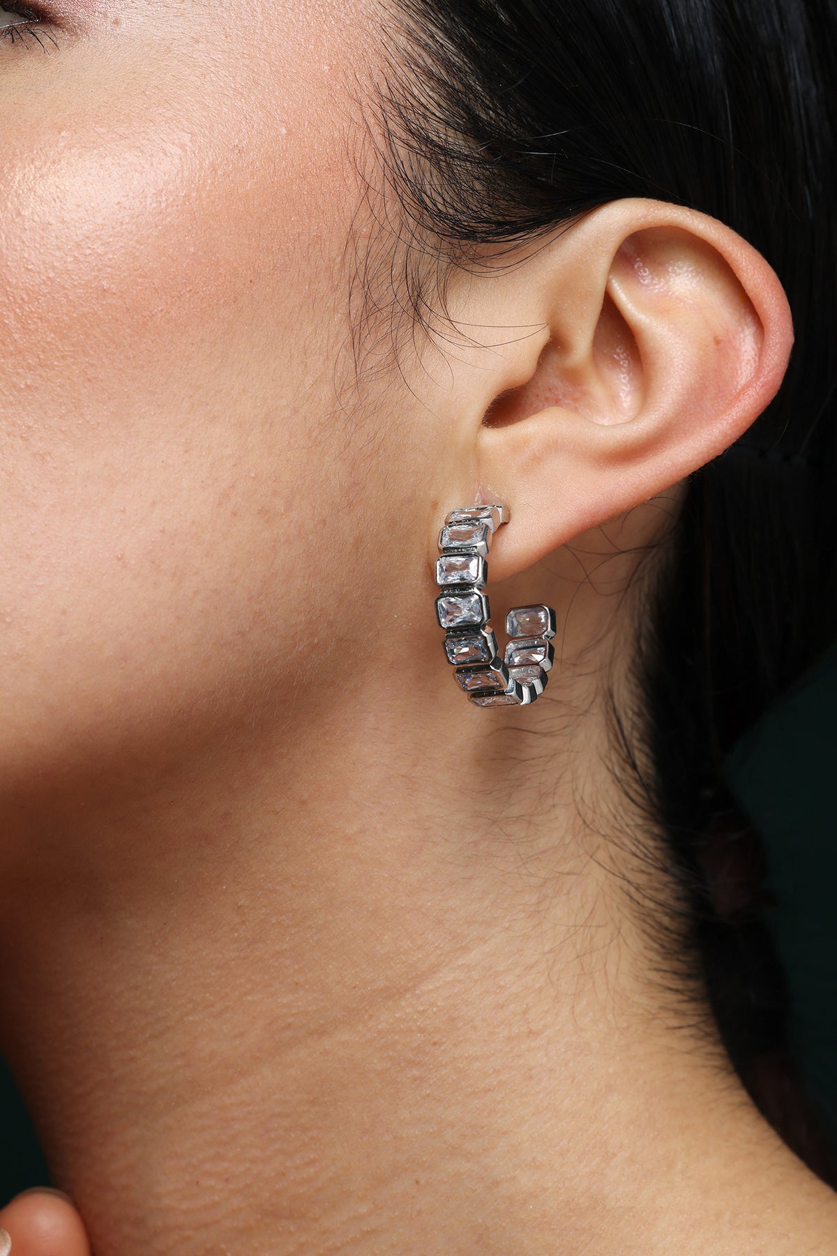 Gold Cubic Zirconia Hoop Earrings