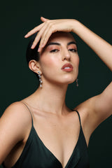 Gold Cubic Zirconia Radiant Drop Statement Earrings