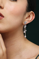 Gold Cubic Zirconia Radiant Drop Statement Earrings