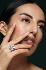 Gold Floral CZ Statement Promise Ring