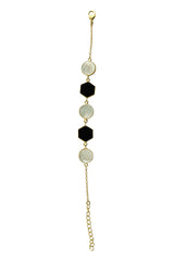 Gold Black Onyx & Mother of Pearl Minimal Bracelet