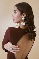 Gold Sculptural Mother of Pearl Statement Drop Earrings