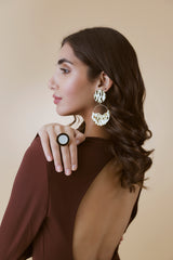Gold Sculptural Mother of Pearl Statement Drop Earrings