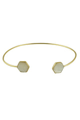 Gold Semi-Precious Stone Choker Necklace - White