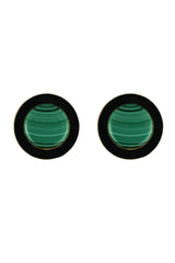 Gold Dual Tone Enamel & Mother of Pearl Statement Stud Earrings