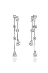 Gold Cubic Zirconia Radiant Drop Statement Earrings