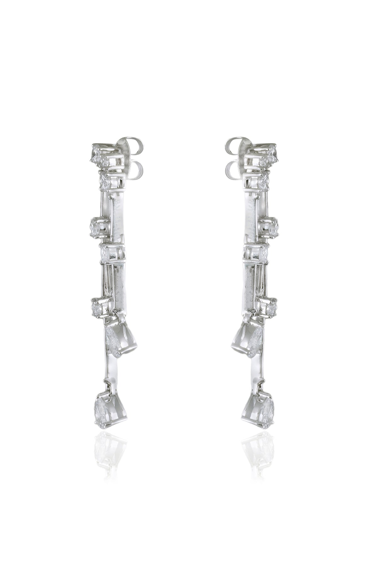 Gold Cubic Zirconia Radiant Drop Statement Earrings