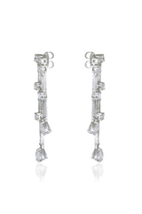 Gold Cubic Zirconia Radiant Drop Statement Earrings