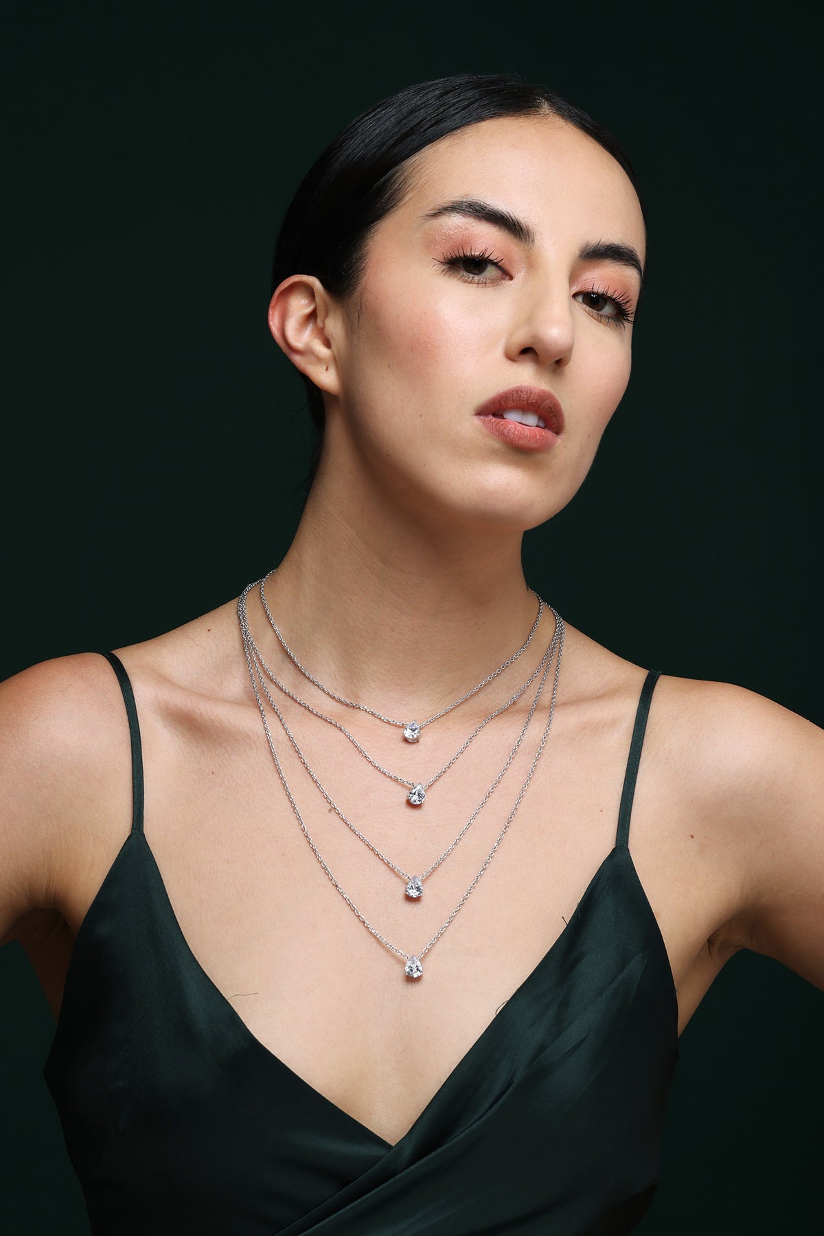 Gold CZ Layered Statement Necklace