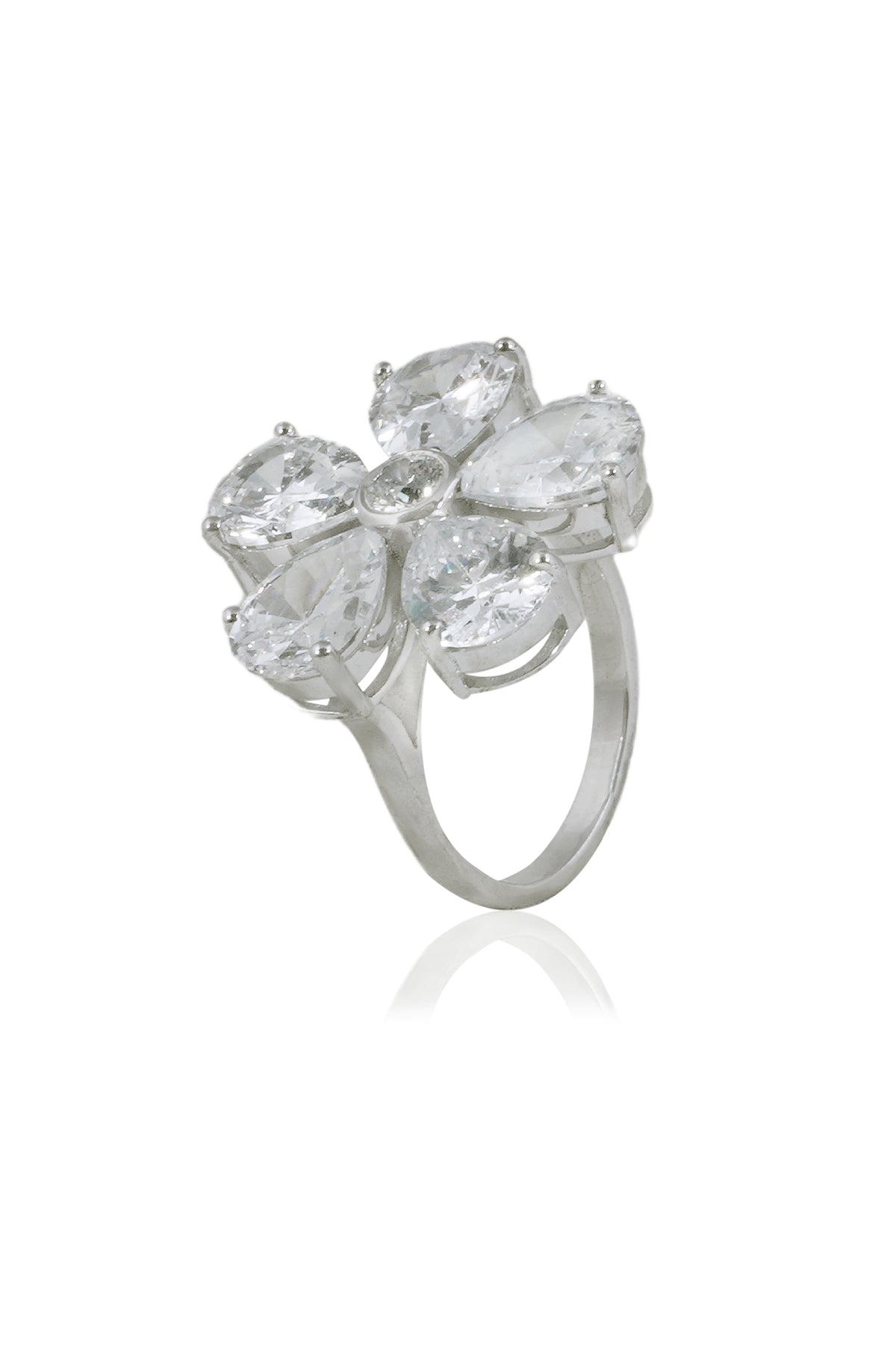 Gold Floral CZ Statement Promise Ring