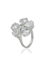 Gold Floral CZ Statement Promise Ring