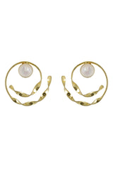 Gold Geometric Pearl Drop Earrings