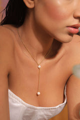 Gold Pearl Drop Pendant Necklace