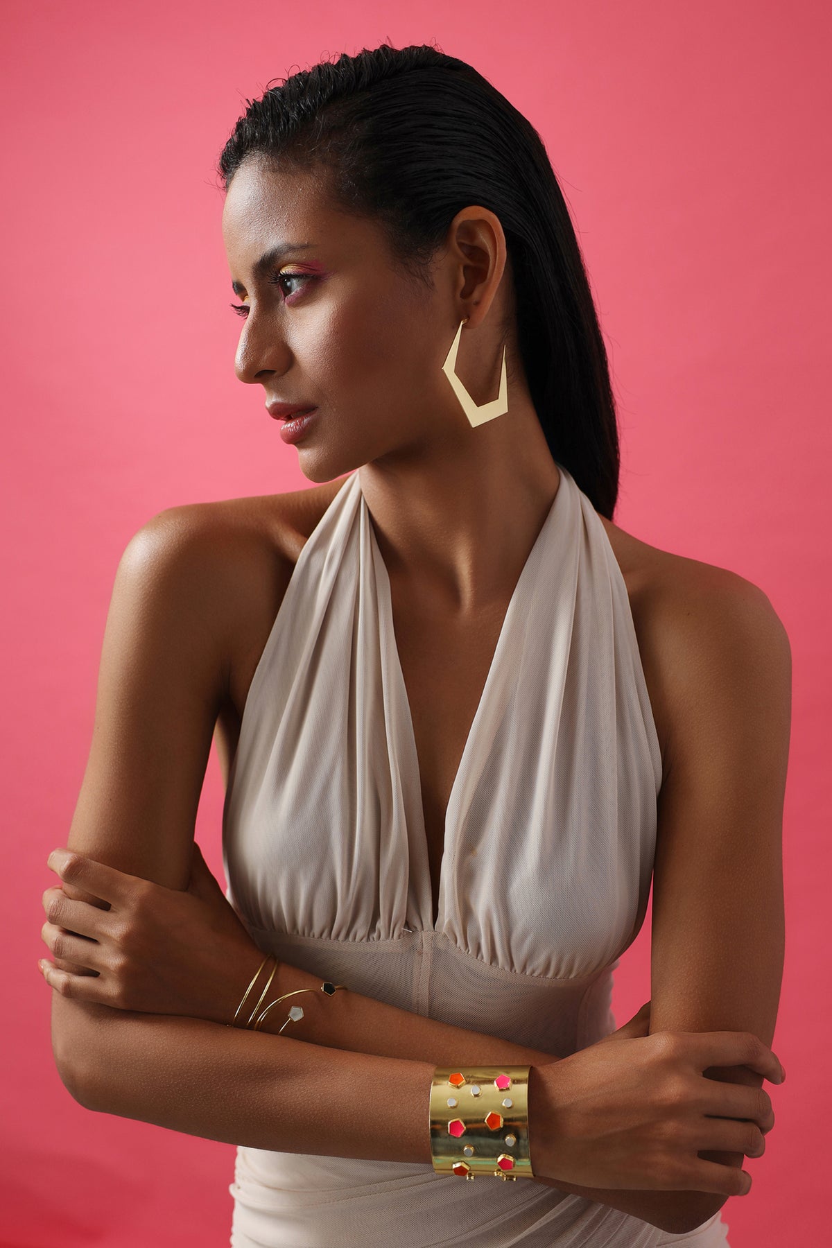 Gold Minimal Geometric Hoop Earrings