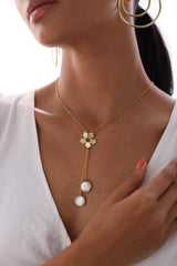 Floral Mother of Pearl Drop Necklace