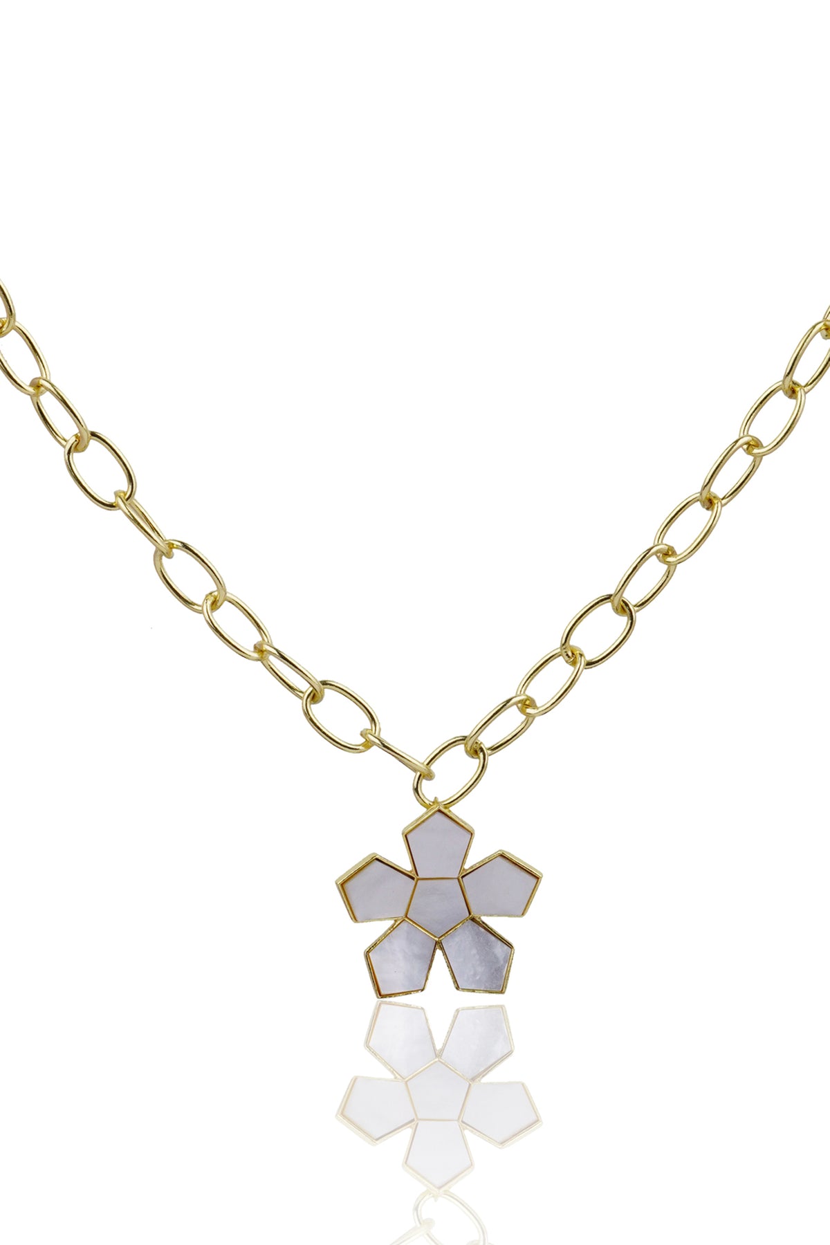 Chunky Chain Floral Pendant Necklace