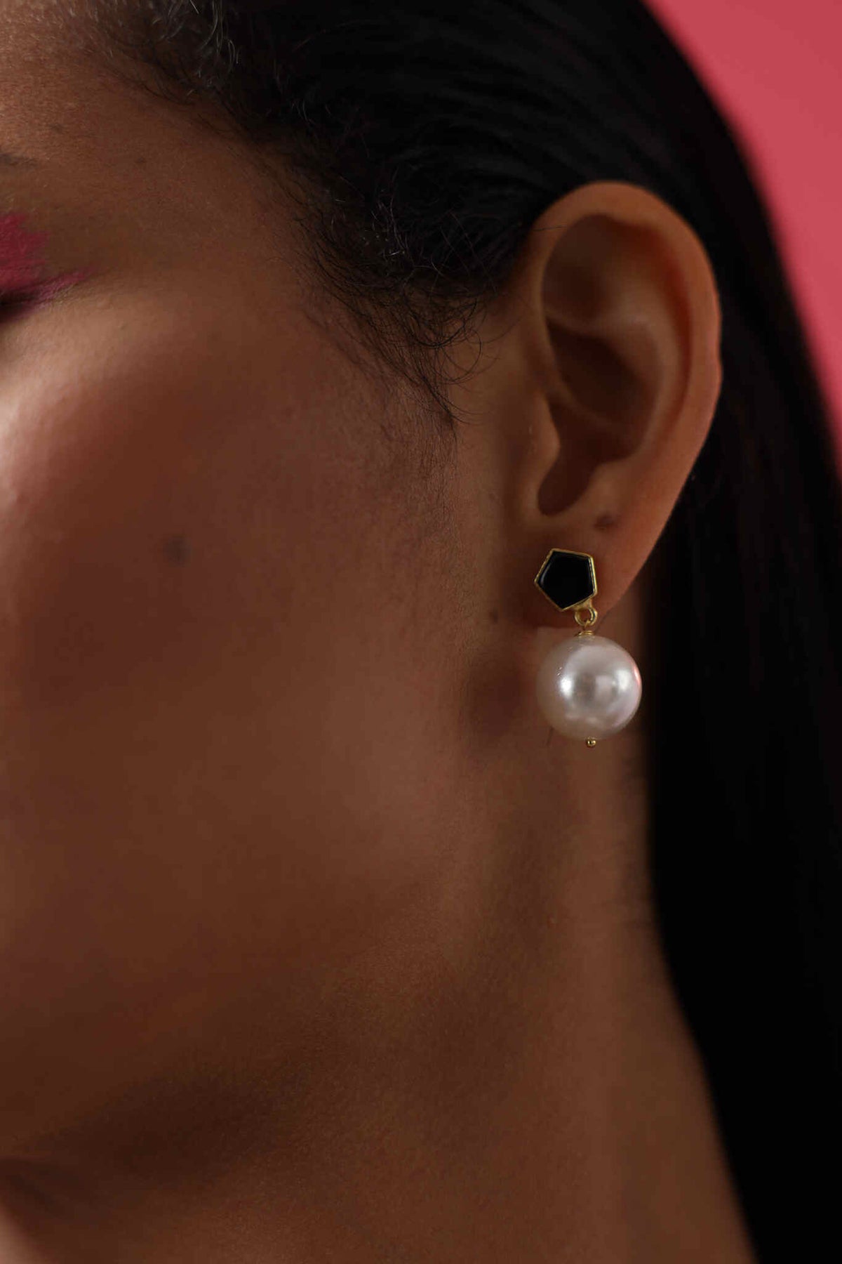 Black Onyx Geometric Stud Earrings