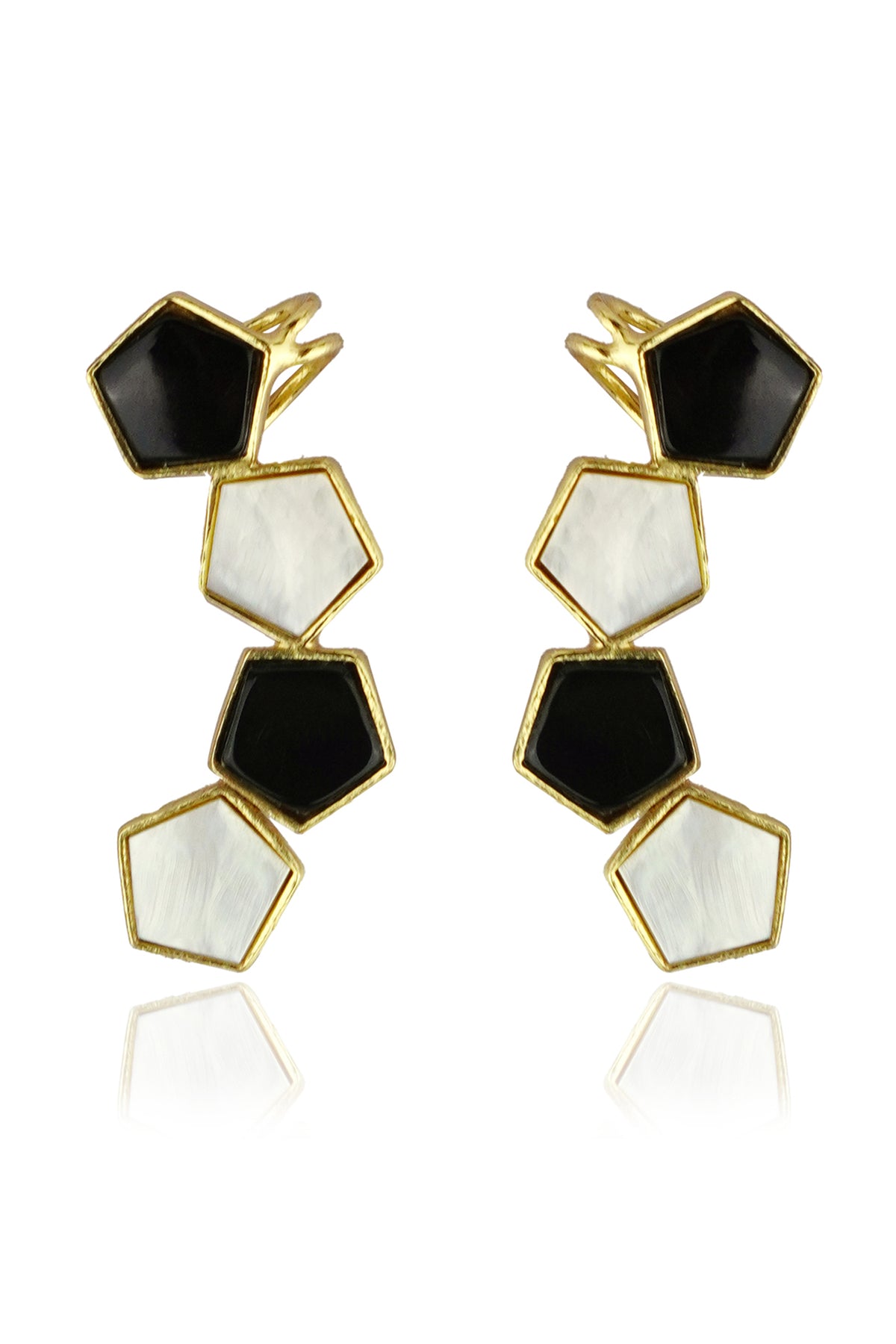 Dual Tone Stone Minimal Stud Earrings