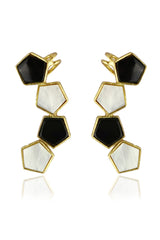 Dual Tone Stone Minimal Stud Earrings
