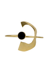 Gold Pearl Black Minimal Statement Bangle