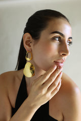 Gold Sculptural Long Drop Statement Earrings